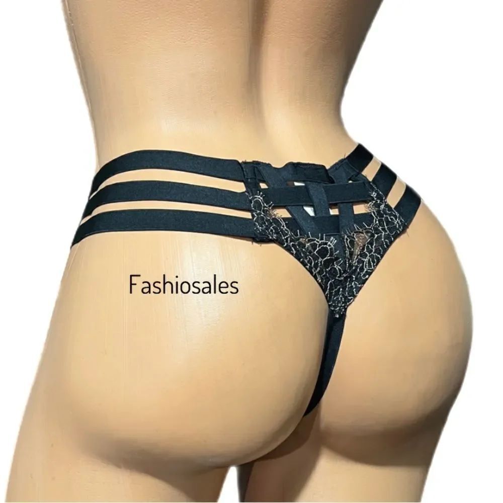 Victoria’s Secret FASHION SHOW LIMITED EDITION Strappy lace thong panty black - Picture 3 of 3